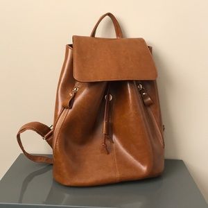 Brown leather backpack